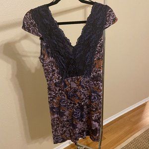 Free People Purple Floral Body Con Lace Dress